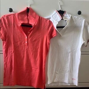 IZOD Coral and White Polo Shirts XS